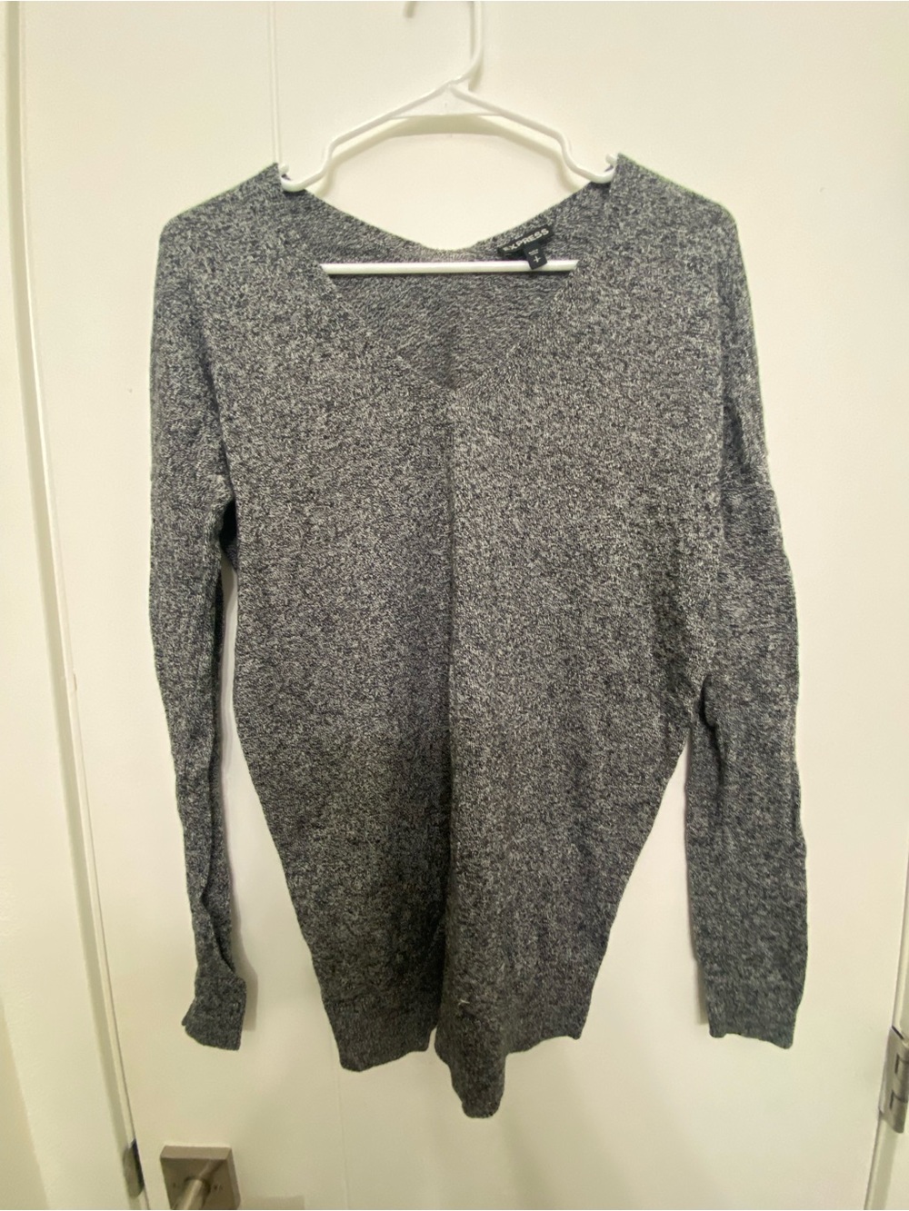 Express Gray Marled V-Neck Sweater